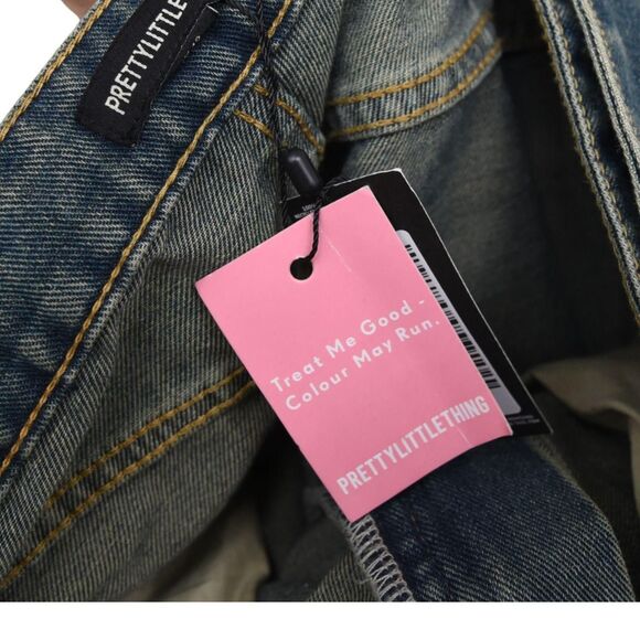 NWT Prettylittlething Women's Flare Y2K Vines Tinted Denim Sz 8 - Picture 5 of 5